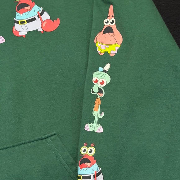 Spongebob Squarepants Hoodie Mens Green W/Sleeve Hit Green Mens XXL - Picture 3 of 9